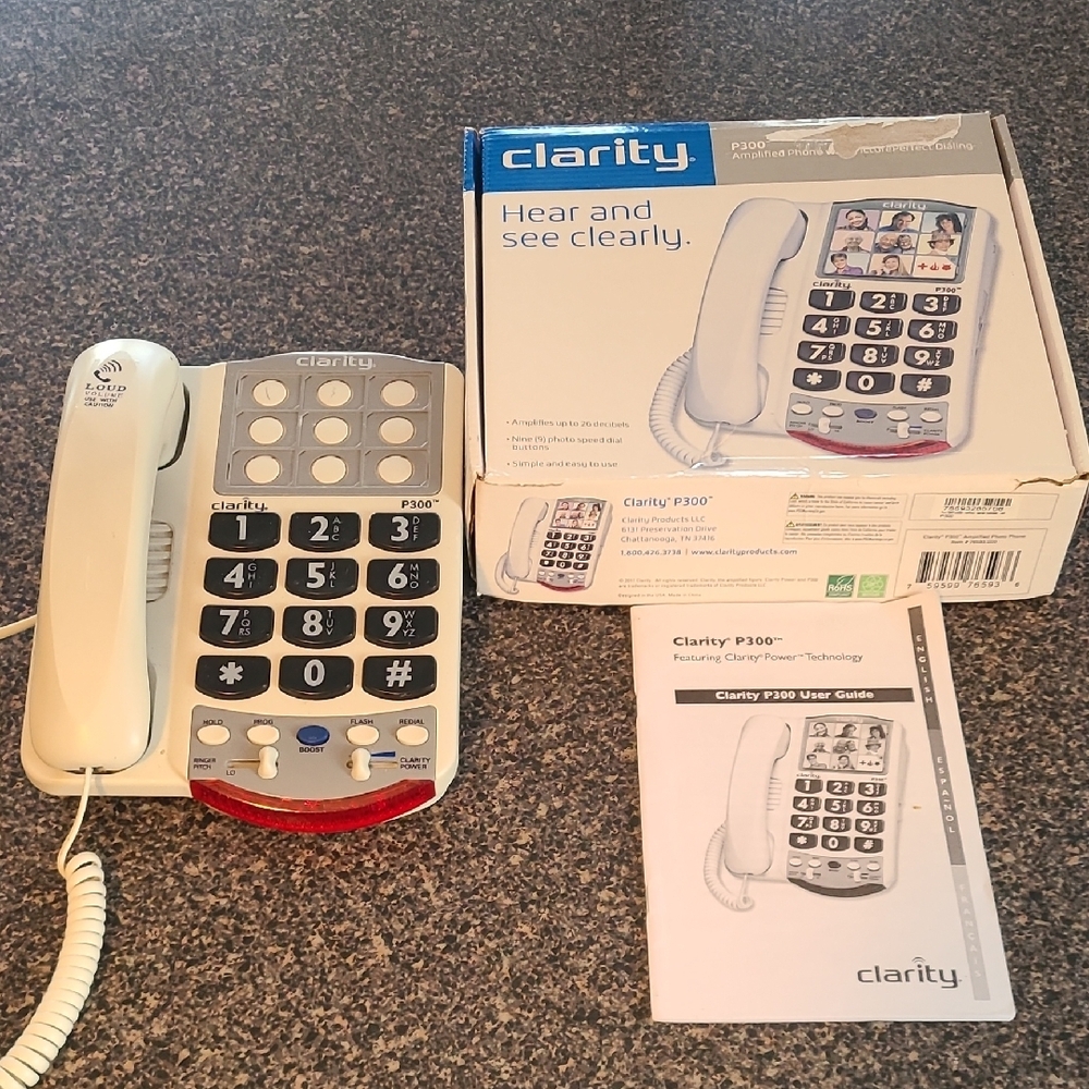 P300 Amplified Corded Phone - White and Gray